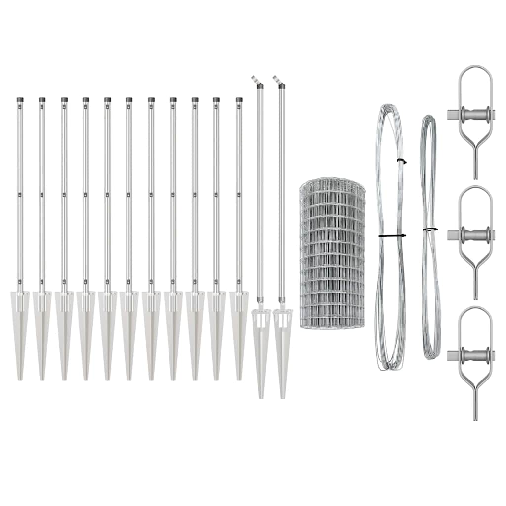 Staket med stolpar Silver 1 x 25 m Stål