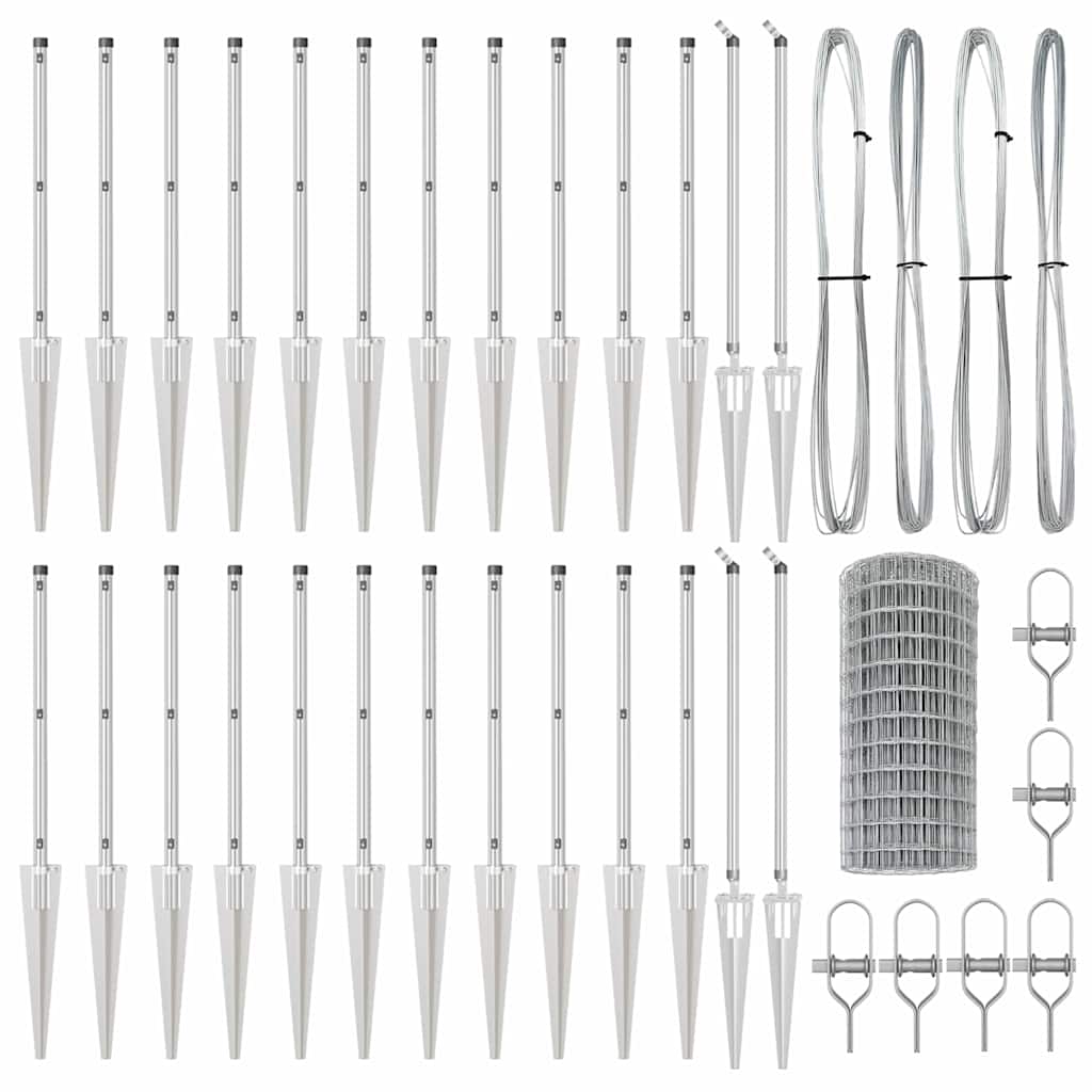 Stängsel med stolpe Silver 0,4 x 50 m Stål