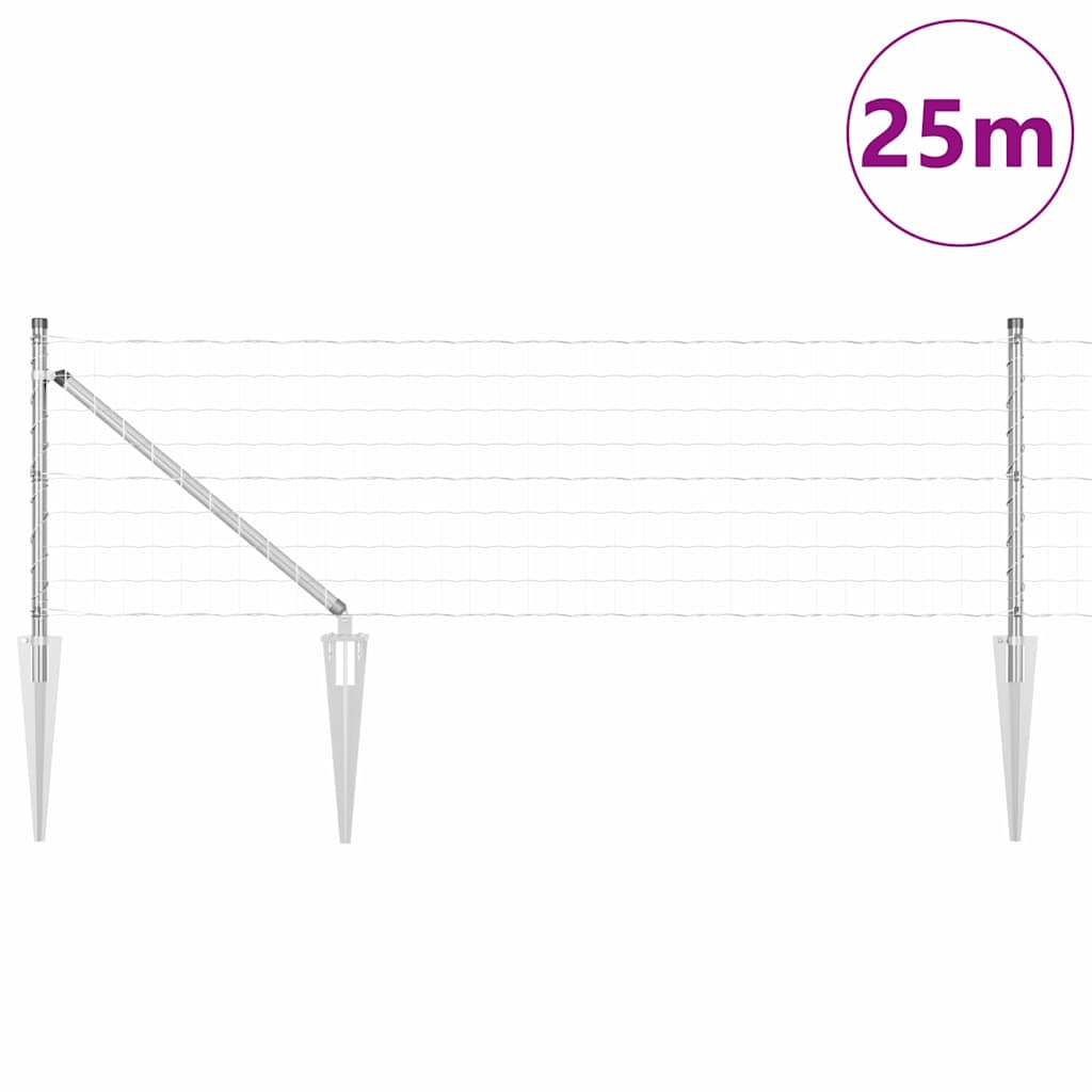 Stängsel med stolpe Silver 0,6 x 25 m Stål