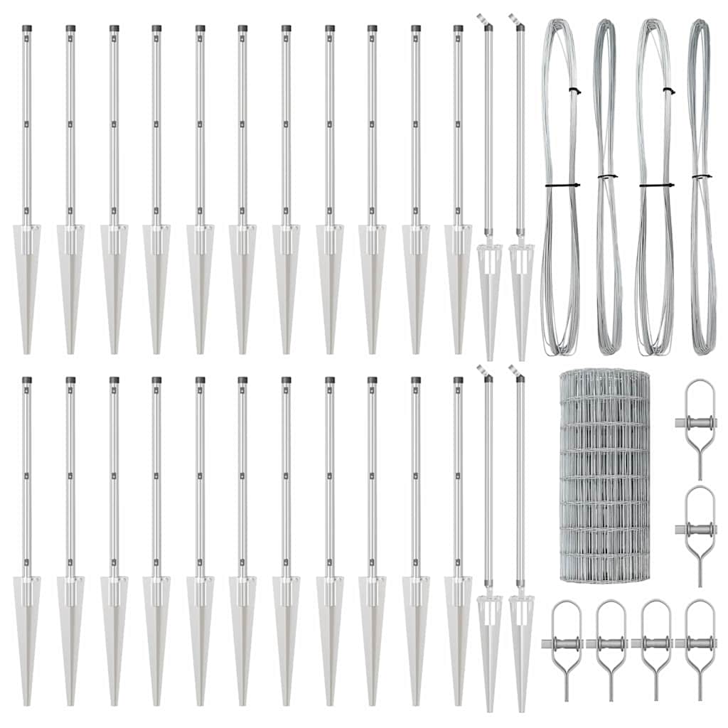 Stängsel med stolpe Silver 0,4 x 50 m Stål