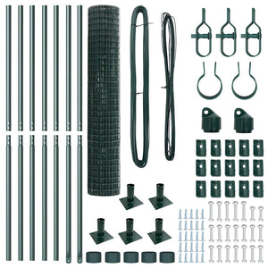 Staket med stolpar Grön 1.5 x 10 m Stål