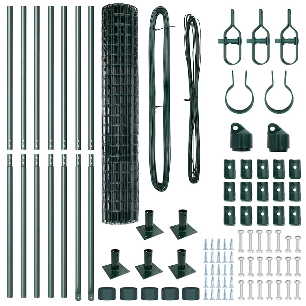 Stängsel med stolpe Grön 1,4 x 10 m Stål och PVC