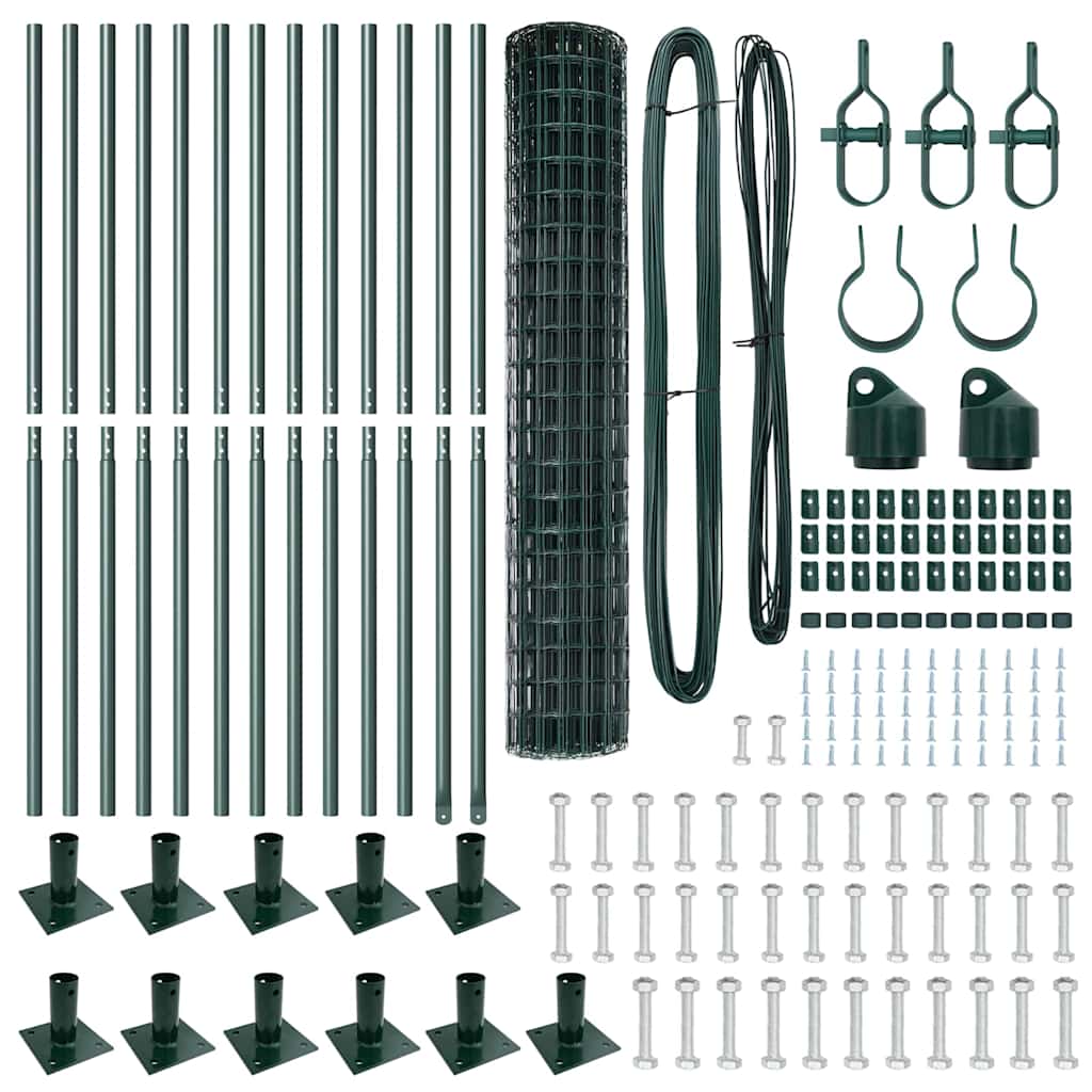 Stängsel med stolpe Grön 1,2 x 25 m Stål och PVC