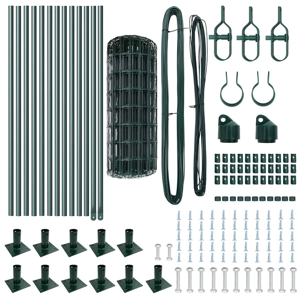 Stängsel med stolpe Grön 0,6 x 25 m Stål och PVC