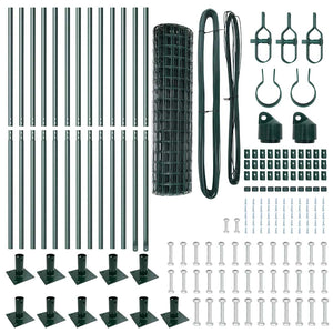 Stängsel med stolpe Grön 1 x 25 m Stål och PVC