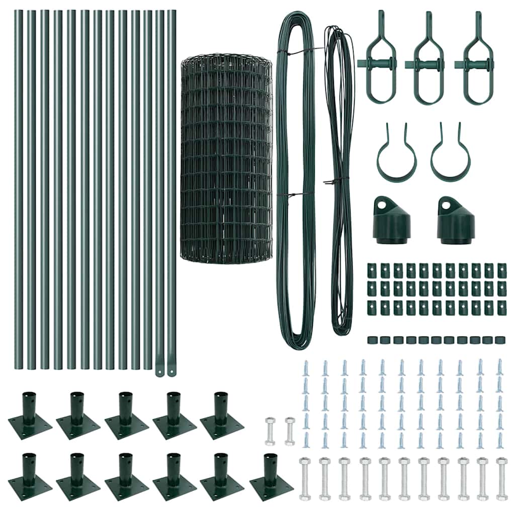 Stängsel med stolpe Grön 0,4 x 25 m Stål och PVC