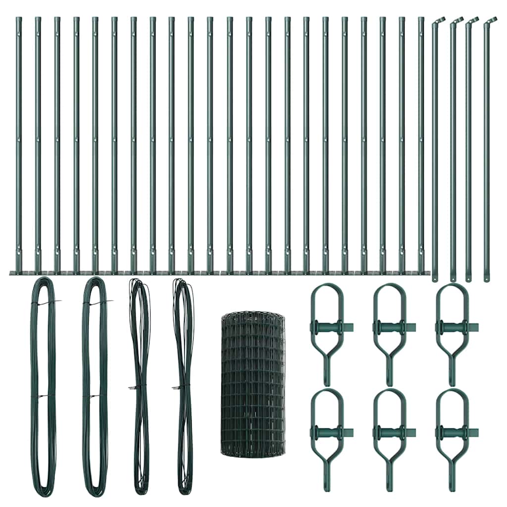 Stängsel med stolpe Grön 0,4 x 50 m Stål och PVC