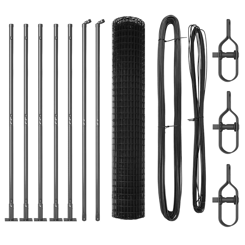 Stängsel med stolpe Grå 1,5 x 10 m Stål och PVC
