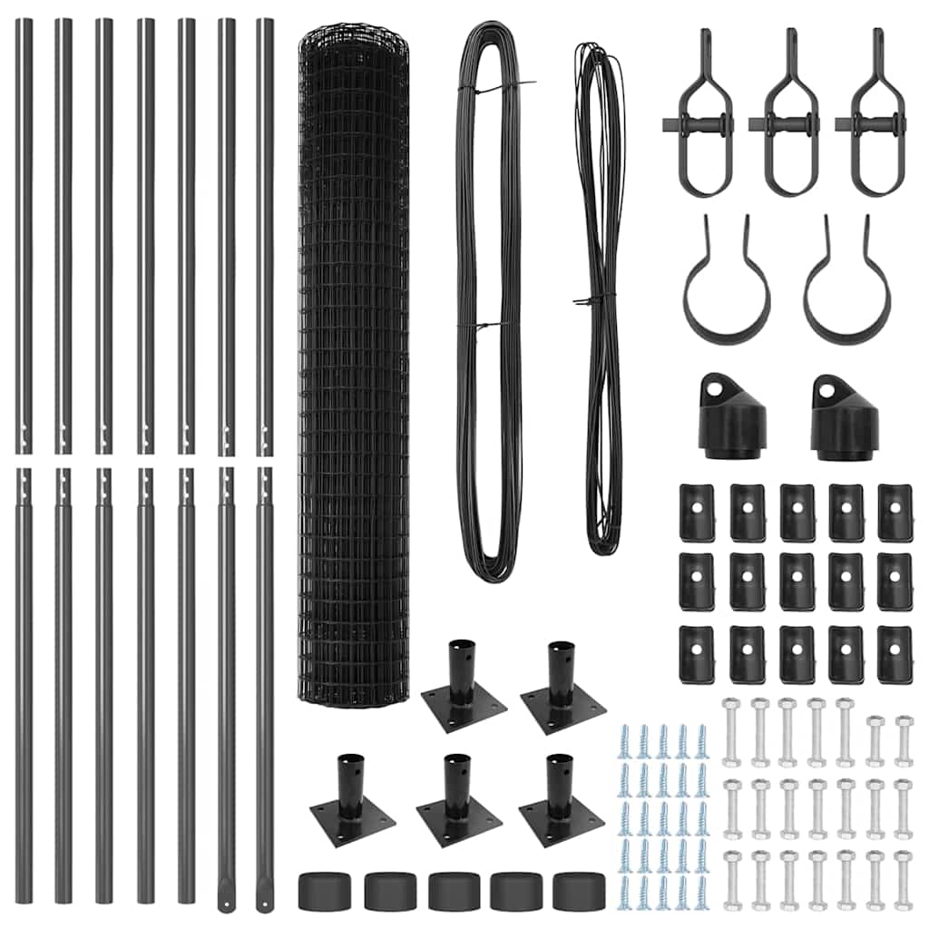 Stängsel med stolpe Grå 1,6 x 10 m Stål och PVC