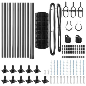Stängsel med stolpe Grå 0,4 x 25 m Stål och PVC