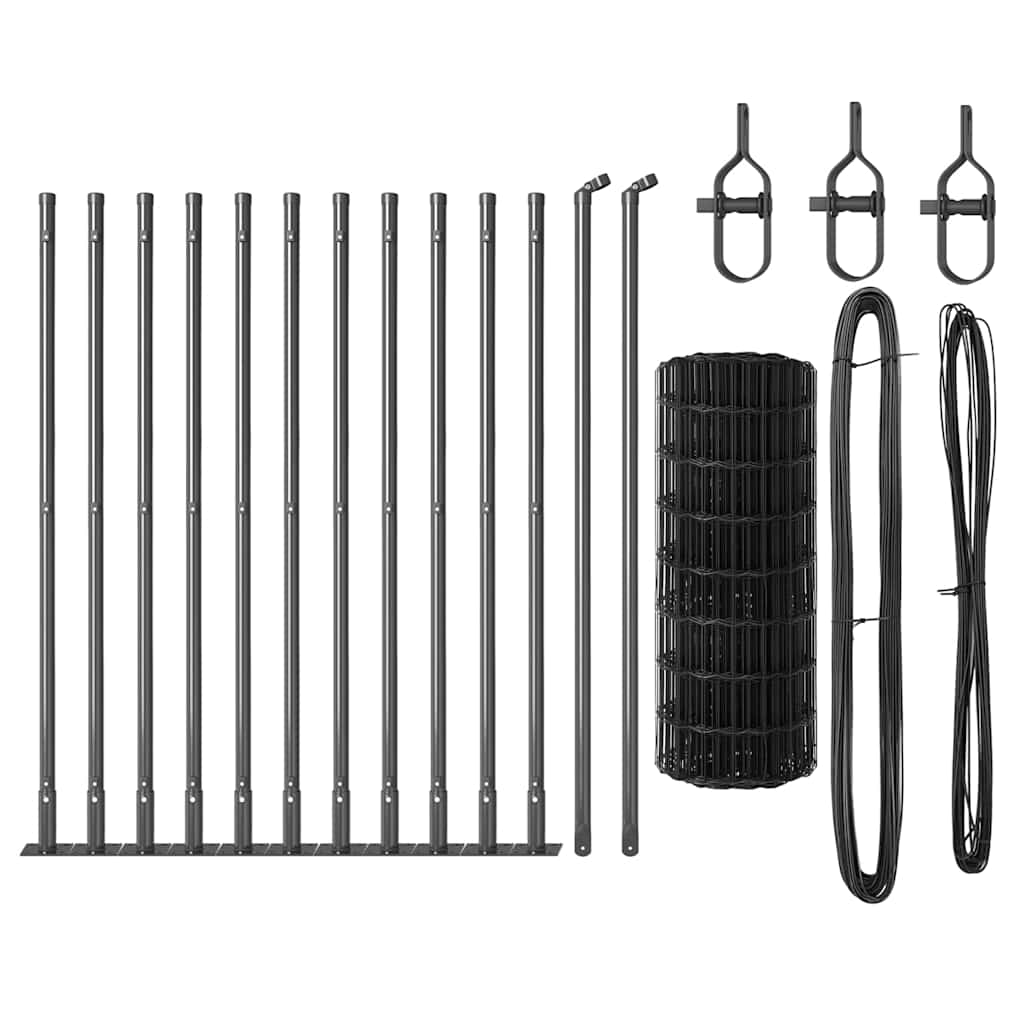 Stängsel med stolpe Grå 0,6 x 25 m Stål och PVC