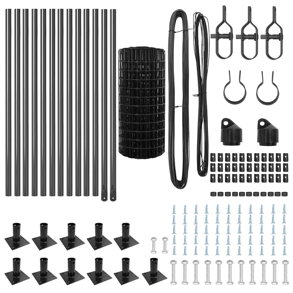 Stängsel med stolpe Grå 0,6 x 25 m Stål och PVC
