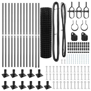 Staket med stolpar Grå 1 x 25 m Stål