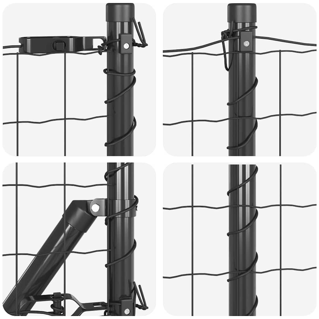 Stängsel med stolpe Grå 0,4 x 50 m Stål och PVC