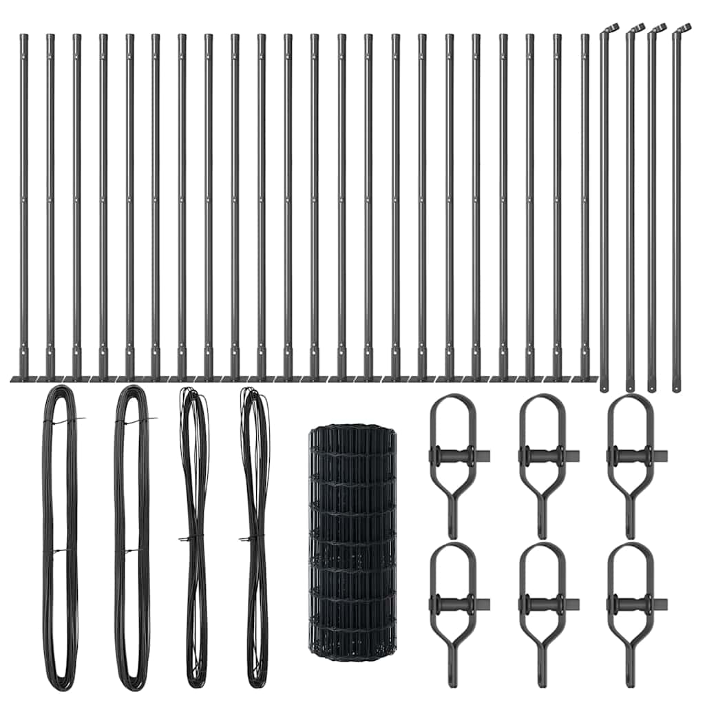 Stängsel med stolpe Grå 0,6 x 50 m Stål och PVC