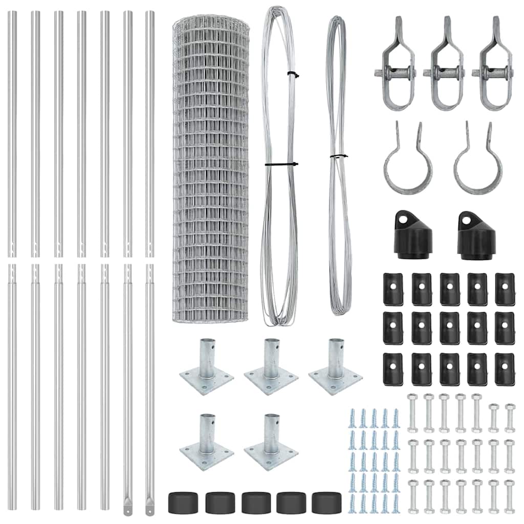 Stängsel med stolpe Silver 1,2 x 10 m Stål