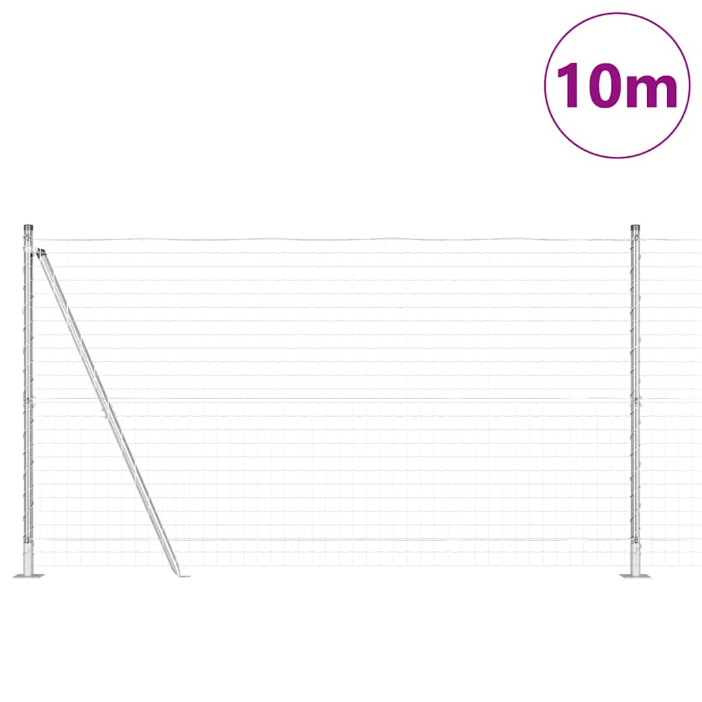 Stängsel med stolpe Silver 1,2 x 10 m Stål