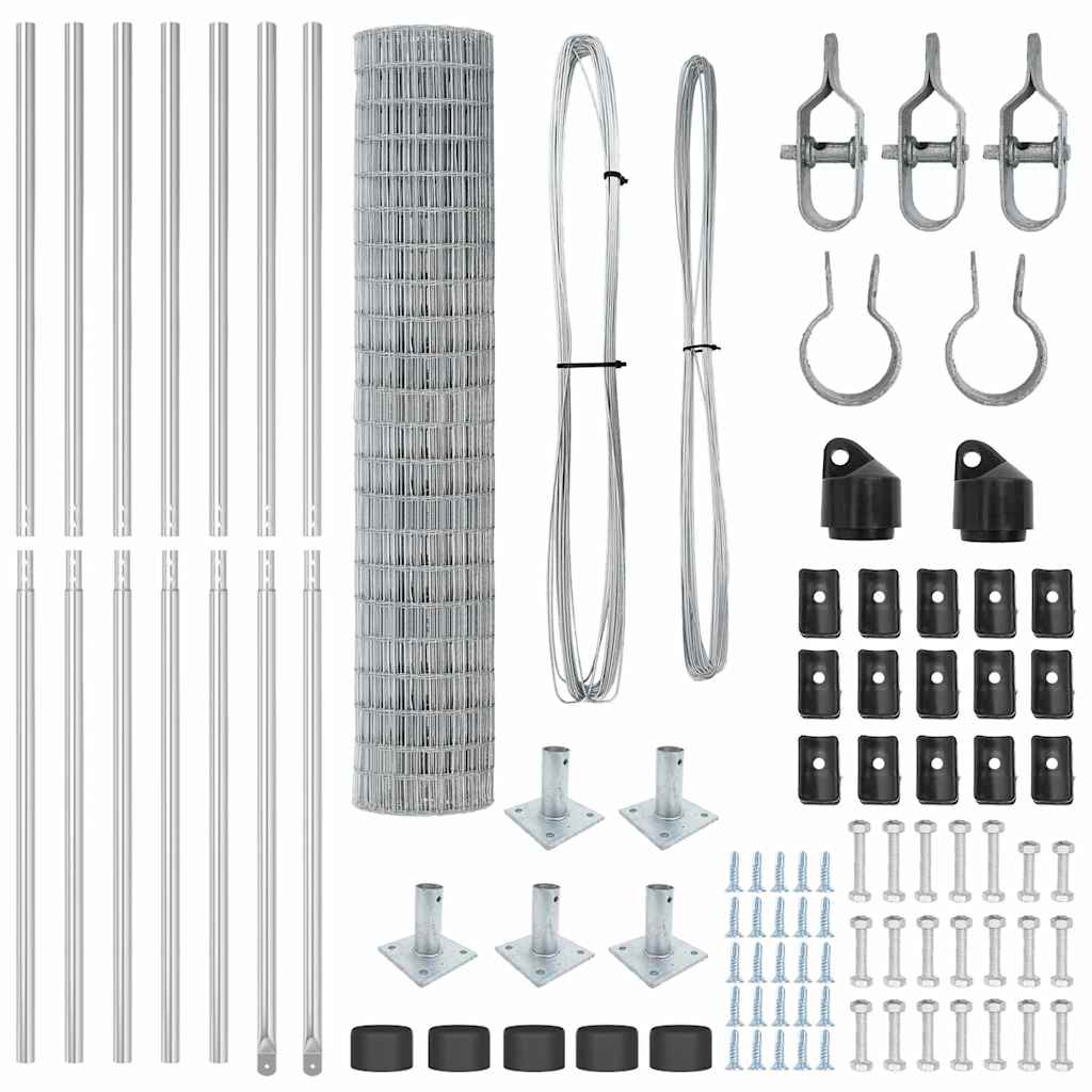 Stängsel med stolpe Silver 1,6 x 10 m Stål