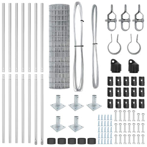 Stängsel med stolpe Silver 0,8 x 10 m Stål