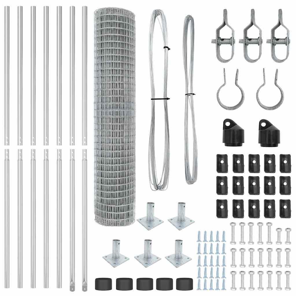 Stängsel med stolpe Silver 1,4 x 10 m Stål