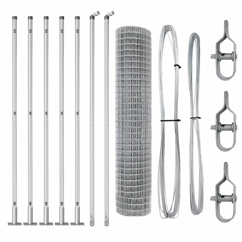 Stängsel med stolpe Silver 1,5 x 10 m Stål