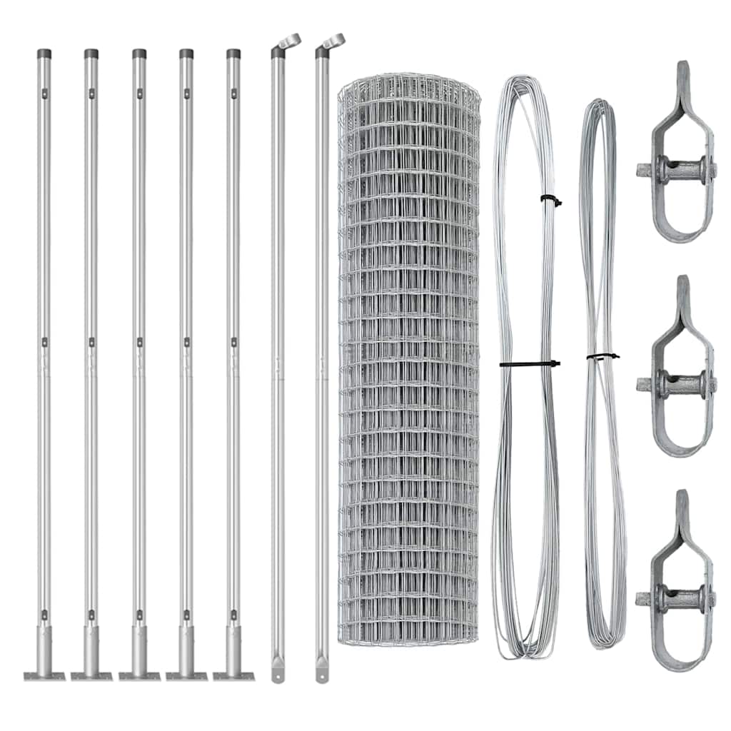 Staket med stolpar Silver 0.8 x 25 m Stål