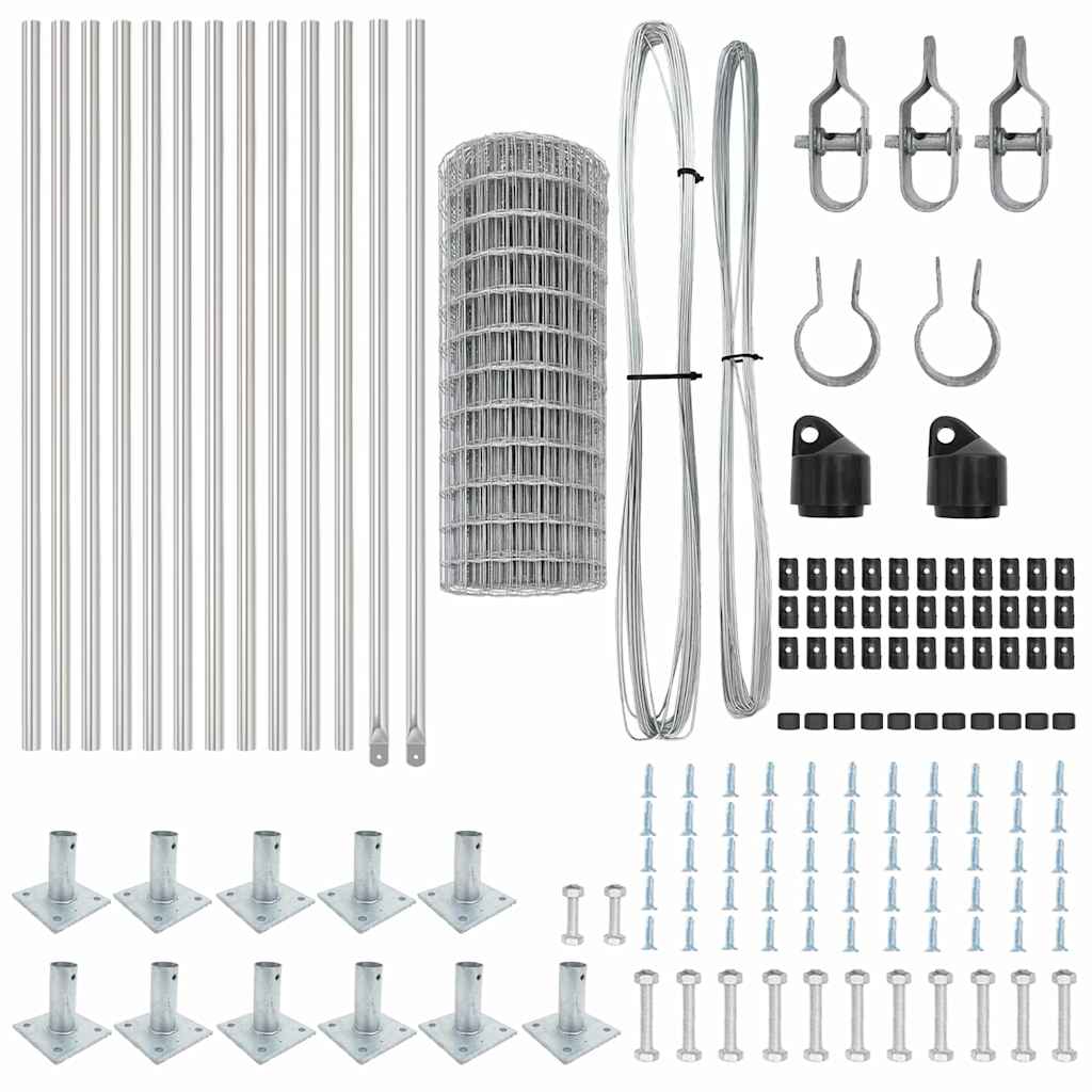 Stängsel med stolpe Silver 0,6 x 25 m Stål