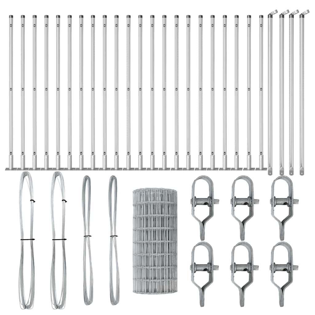 Stängsel med stolpe Silver 0,4 x 50 m Stål