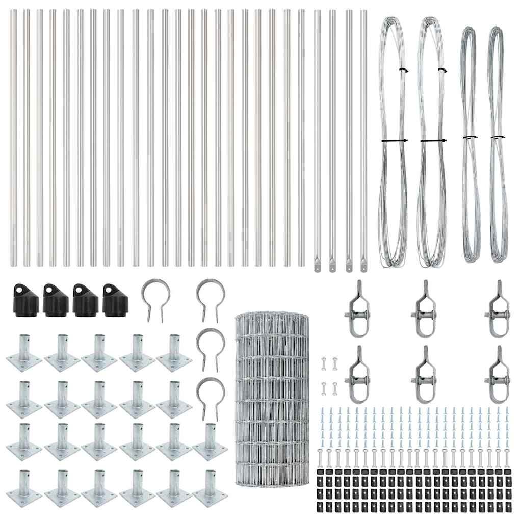 Stängsel med stolpe Silver 0,6 x 50 m Stål