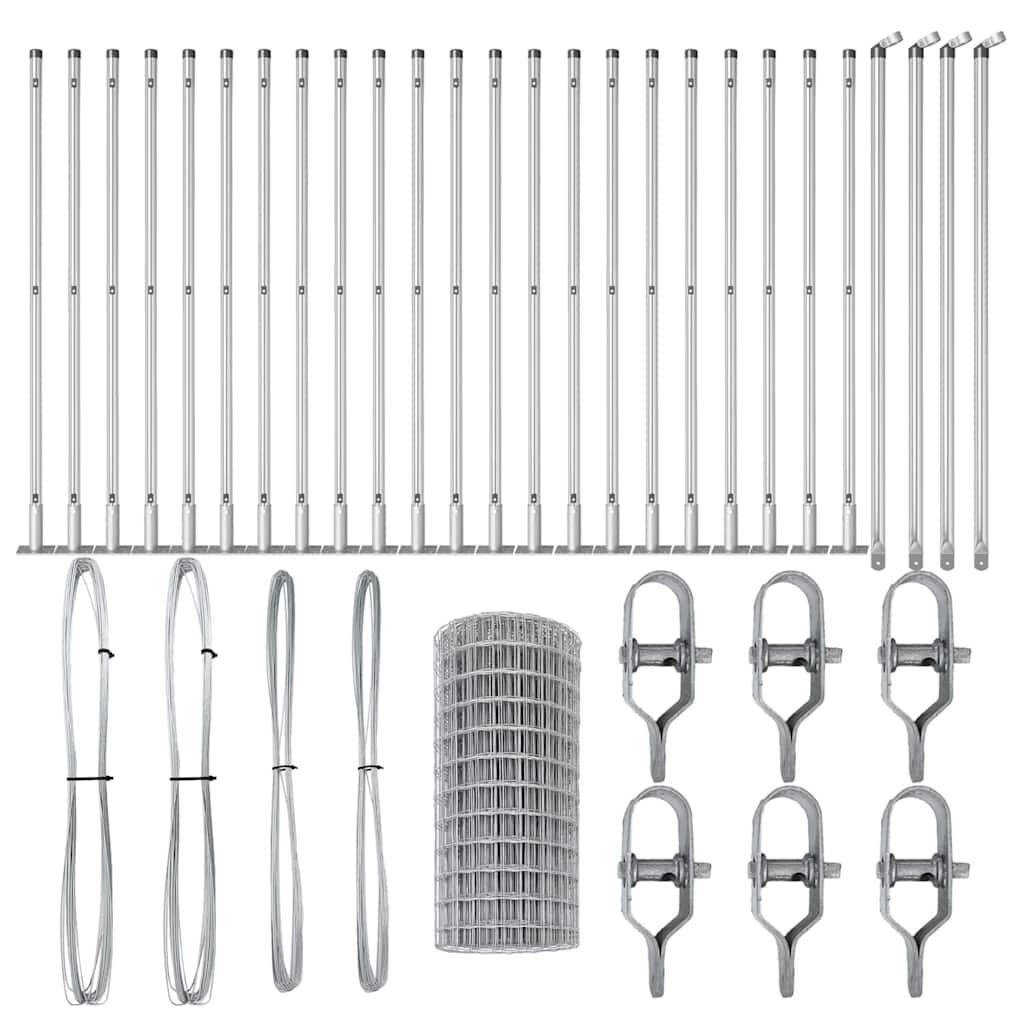 Stängsel med stolpe Silver 0,4 x 50 m Stål