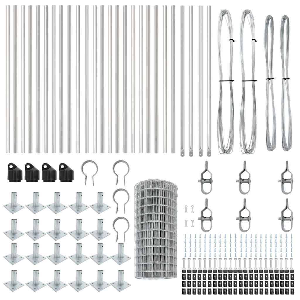 Stängsel med stolpe Silver 0,4 x 50 m Stål