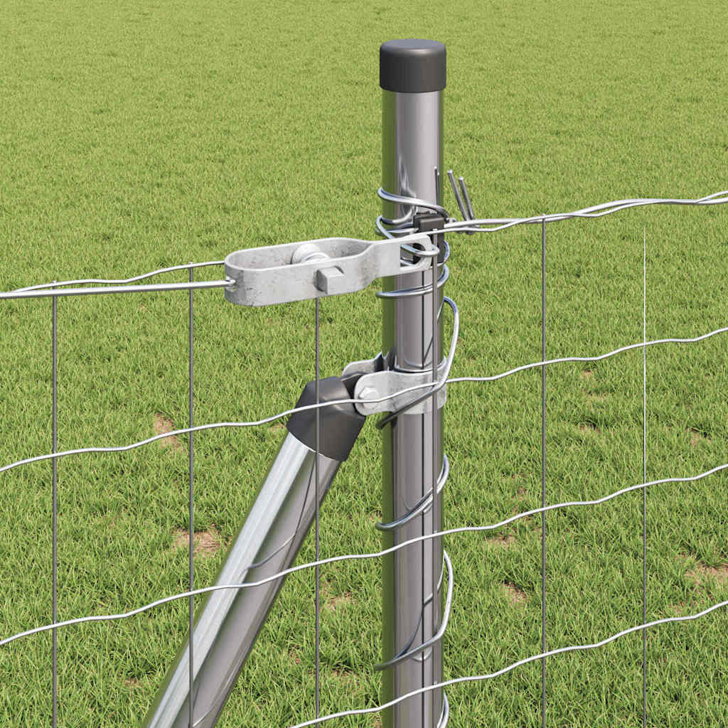 Stängsel med stolpe Silver 0,8 x 25 m Stål