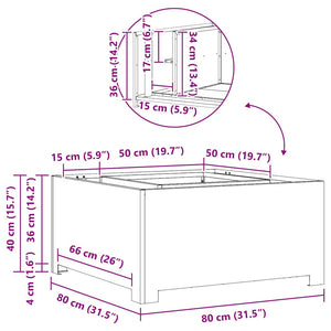 Eldstad Svart 80 x 80 x 40 cm Kallvalsat stål
