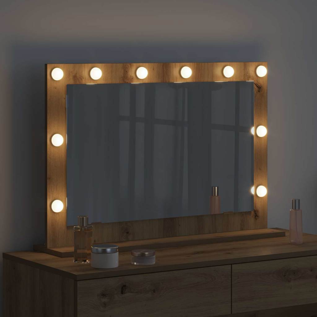 Smink Spegel med LED -remsljus Artisan Ek 80 x 55 x 18 cm