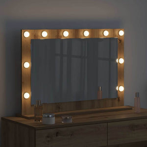 Smink Spegel med LED -remsljus Artisan Ek 80 x 55 x 18 cm