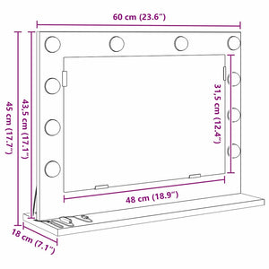 Smink Spegel Rökt ek 60 x 45 x 18 cm Glas och konstruerat trä