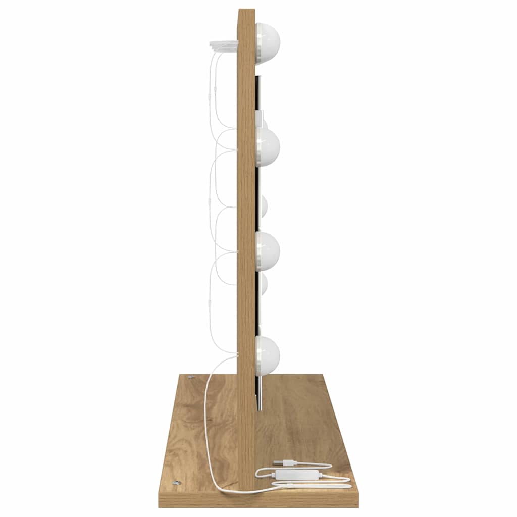 Smink Spegel med LED -remsljus Artisan Ek 60 x 45 x 18 cm