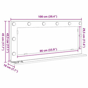 Smink Spegel Rökt ek 100 x 45 x 18 cm Glas och konstruerat trä