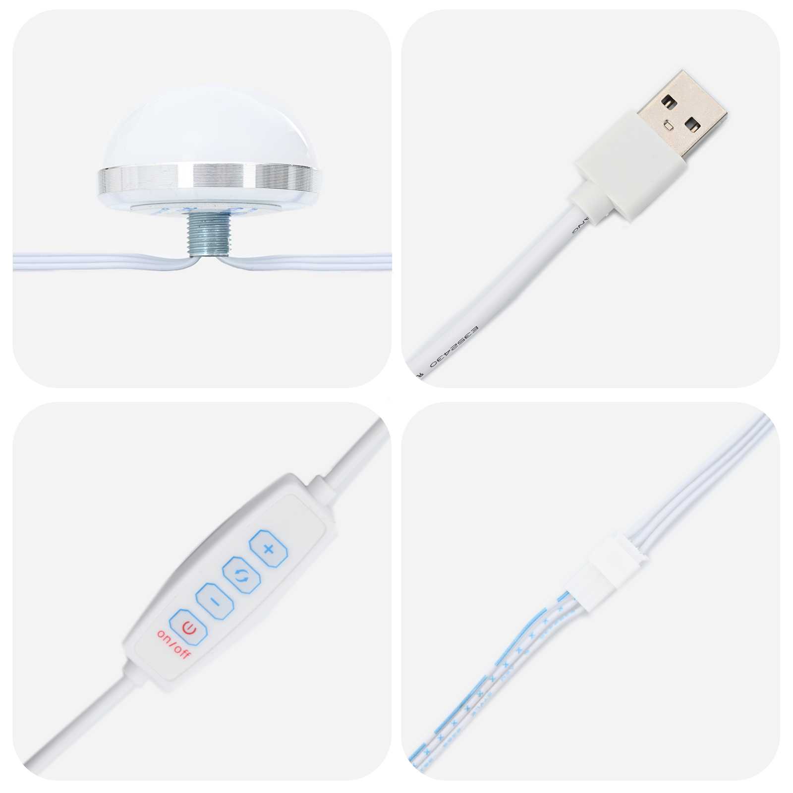 Smink Spegel med LED -remsljus Gammalt trä 70 x 50 x 18 cm