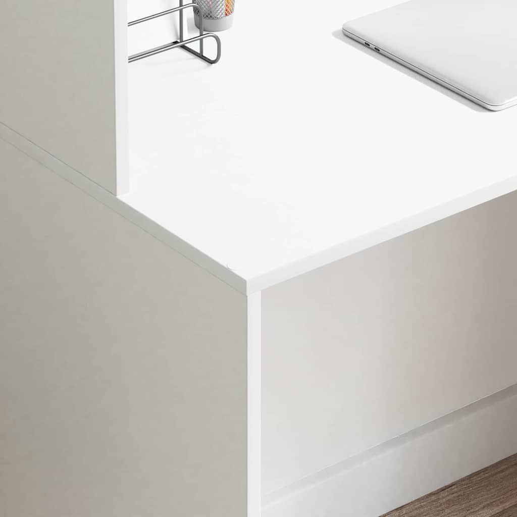 Skrivbord med hylla Vit 102 x 50 x 124 cm Konstruerat trä
