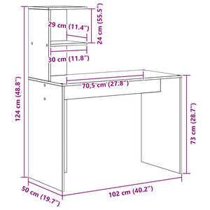 Skrivbord med hylla Vit 102 x 50 x 124 cm Konstruerat trä