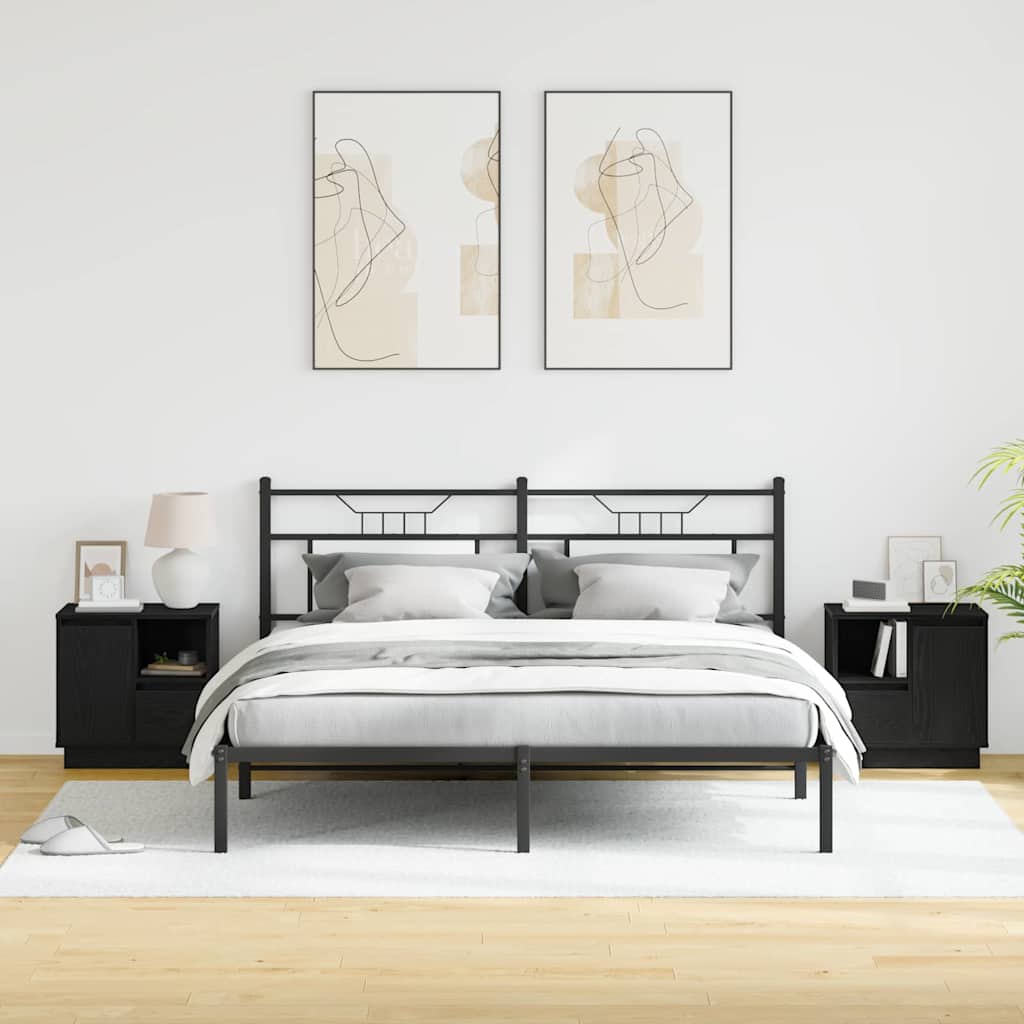 Nattduksbord 2 pcs Svart Ek 50 x 34,5 x 50 cm Konstruerat trä