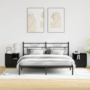 Nattduksbord 2 pcs Svart Ek 50 x 34,5 x 50 cm Konstruerat trä