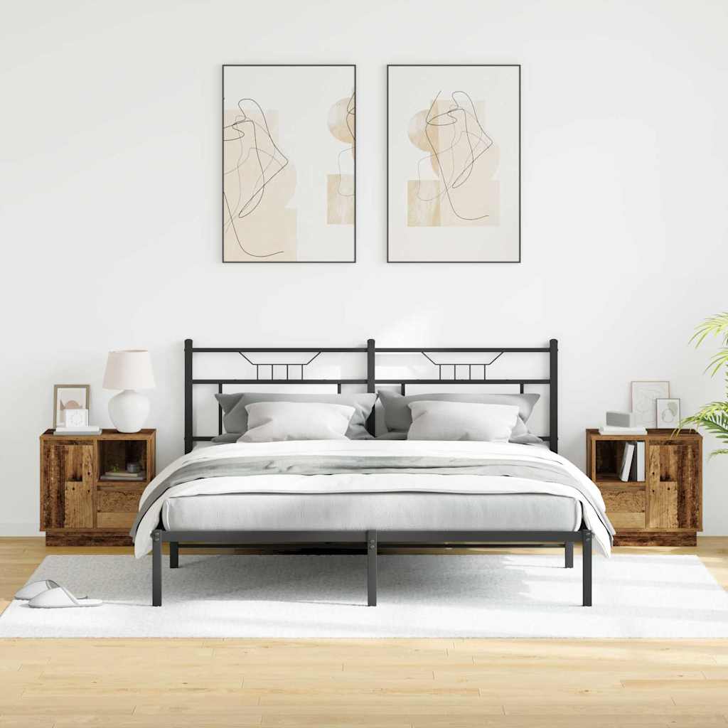 Nattduksbord med låda 2 pcs Gammalt trä 50 x 34,5 x 50 cm