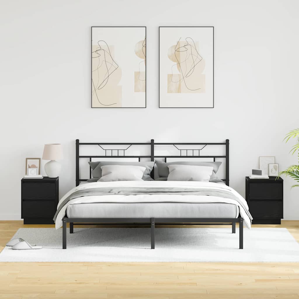 Nattduksbord 2 pcs Svart Ek 39 x 34,5 x 50 cm Konstruerat trä