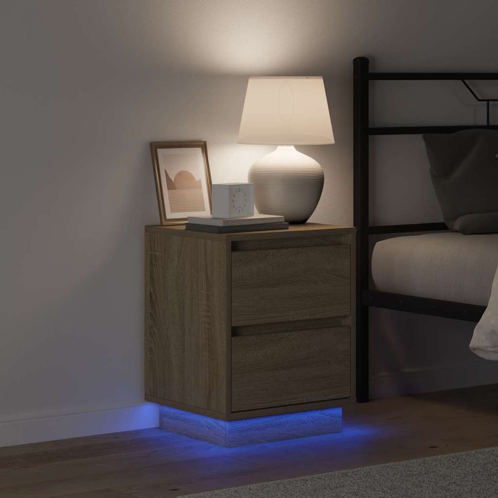 Nattduksbord 2 pcs Sonoma-ek 39 x 34,5 x 50 cm Konstruerat trä