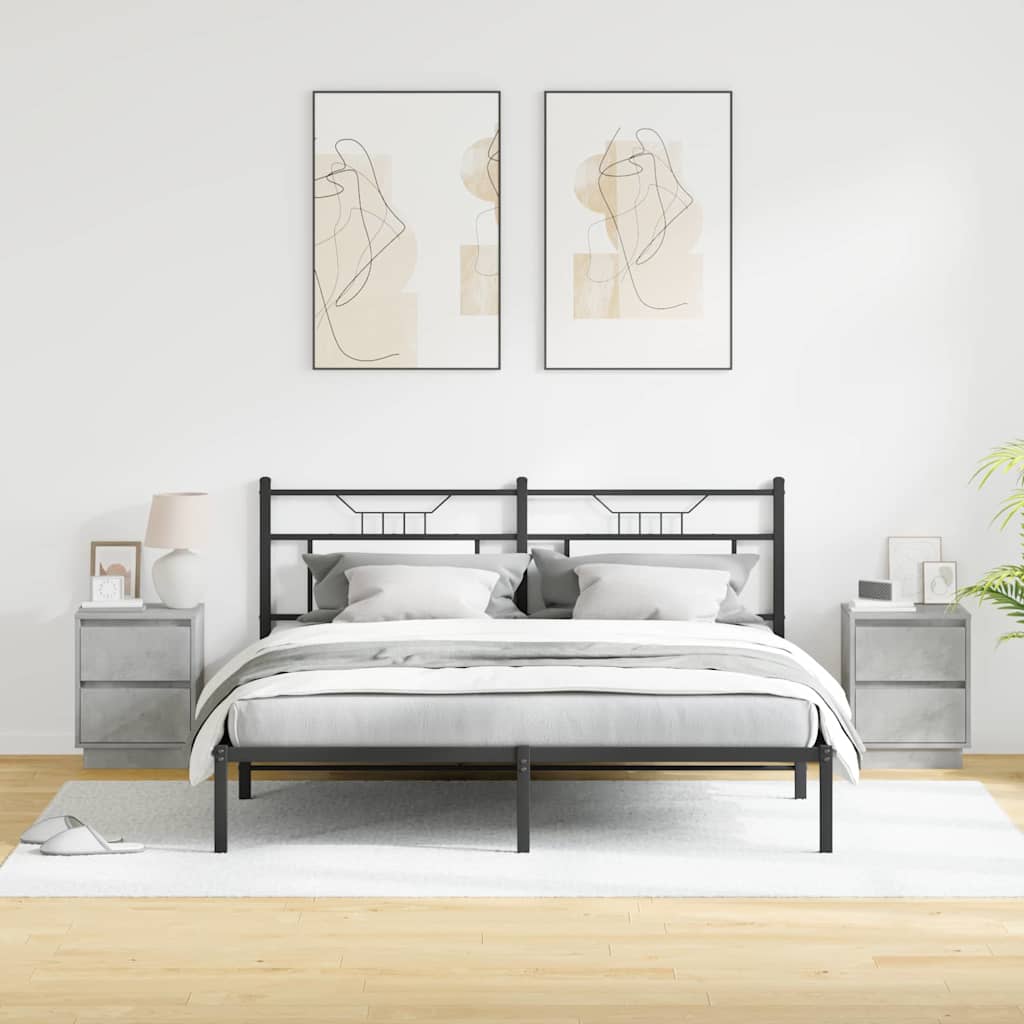 Nattduksbord 2 pcs Betonggrå 39 x 34,5 x 50 cm Konstruerat trä