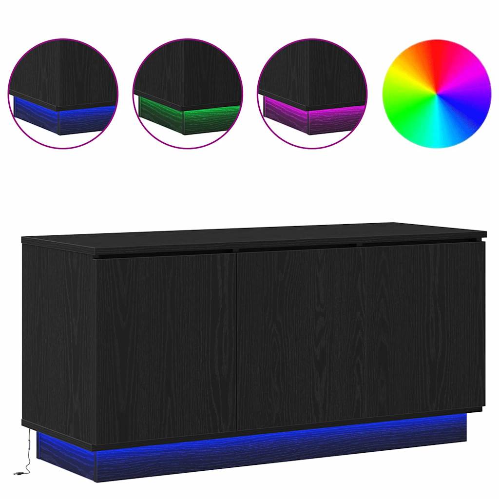 TV-skåp Svart Ek 100 x 38 x 49 cm Konstruerat trä