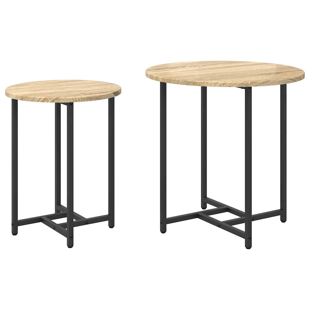 Sidobordsset 2 st Sonoma Ek och Svart 50 x 50 x 50 cm
