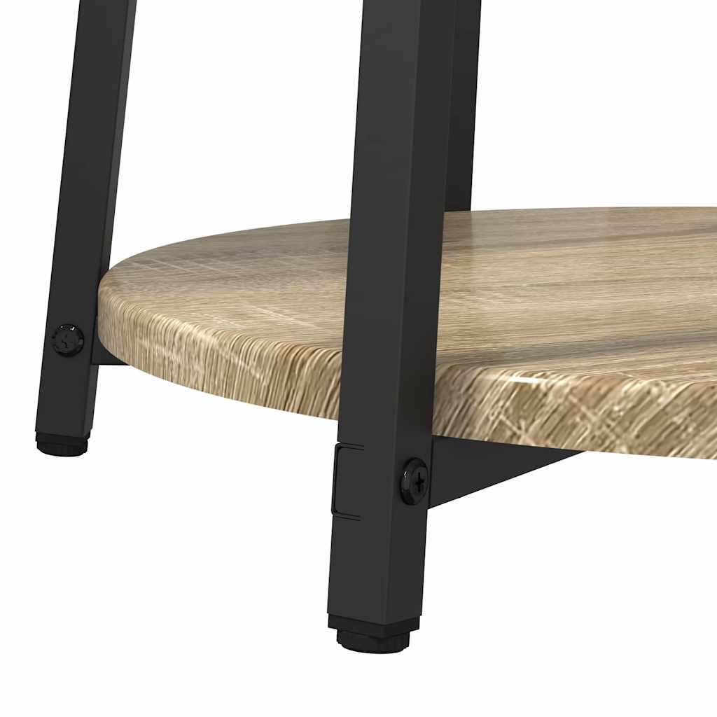 Sidobordsset med hylla 2 pcs Sonoma Ek och Svart